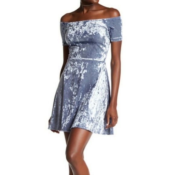 love...ady Dresses & Skirts - NWT Love...Ady velvet short sleeve off the shoulder mini dress size small (E38)